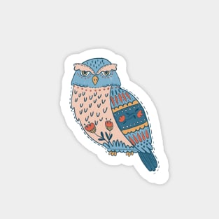 Folk Art Owl Sticker